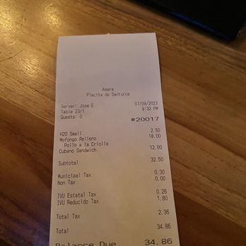 Asere Cubano Kitchen & Bar - Bill - Cuban Near Me - San Juan, Puerto Rico Asere Cubano Kitchen & Bar - Bill - Cuban Near Me - San Juan, Puerto Rico