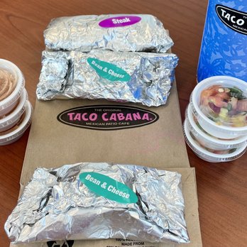 Taco Cabana - Bean & Cheese Taco Naked Steak Fajita Taco - Mexican Near Me - Houston, Texas Taco Cabana - Bean & Cheese Taco Naked Steak Fajita Taco - Mexican Near Me - Houston, Texas