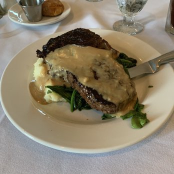 The Miller House - Rib eye over golden mashed potatoes and spinach. Delicious. Perfectly prepared. - American Near Me - Owensboro, Kentucky The Miller House - Rib eye over golden mashed potatoes and spinach. Delicious. Perfectly prepared. - American Near Me - Owensboro, Kentucky