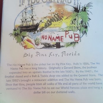 No Name Pub - Menu cover - American Near Me - Big Pine Key, Florida No Name Pub - Menu cover - American Near Me - Big Pine Key, Florida