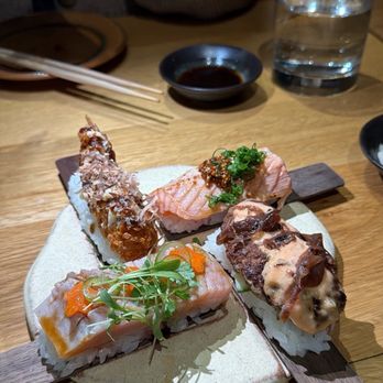 Sonmari - banh mi, hambagu, seared salmon, and okonomiyaki shrimp temaki - Sushi Bars Near Me - Los Angeles, California
