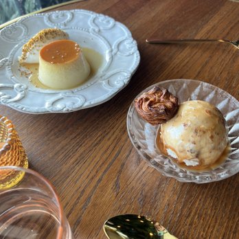 Lutie’s - Kouign Amann Ice Cream With caramel                                 $10  Creme Caramel With burnt honey, beeswax        $10 - Modern European Near Me - Austin, Texas