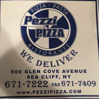 Pezzi Pizza - a sign for a restaurant - Pizza Near Me - Sea Cliff, New York