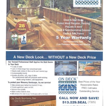 On Deck Services - Let us know that you seen this ad on Yelp.com and receive $50.00 off our Best Service. - Decks & Railing Near Me - Butler, Ohio On Deck Services - Let us know that you seen this ad on Yelp.com and receive $50.00 off our Best Service. - Decks & Railing Near Me - Butler, Ohio