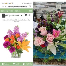 Left pic is the pic from their website of the bouquet, right is what they actually deliver. Pink. Didn't want pink. Left pic is the pic from their website of the bouquet, right is what they actually deliver. Pink. Didn't want pink.