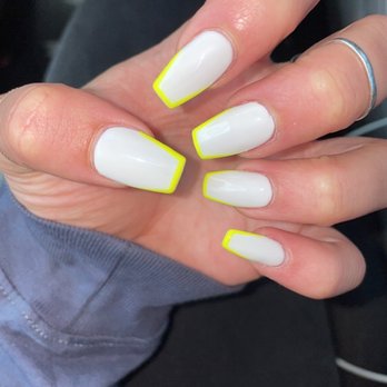 Diva Nails Salon - Coffin neon yellow outline acrylics - Waxing Near Me - Santa Rosa, California Diva Nails Salon - Coffin neon yellow outline acrylics - Waxing Near Me - Santa Rosa, California