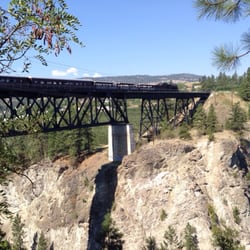 Summerland Ornamental Gardens - View of the Kettle Valley train from the gardens