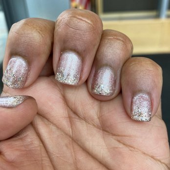 Gloss - nYE nails- rose gold with gold ombré tips ! - Nail Salons Near Me - Melrose, Massachusetts