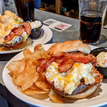 Boston Burger - The Roots Burger (left) and Mac Attack Burger (right) as featured on DDD - Burgers Near Me - Boston, Massachusetts Boston Burger - The Roots Burger (left) and Mac Attack Burger (right) as featured on DDD - Burgers Near Me - Boston, Massachusetts
