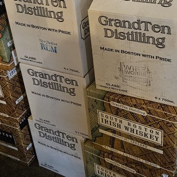 GrandTen Distilling - stacked boxes of whiskey - Beer, Wine & Spirits Near Me - Boston, Massachusetts