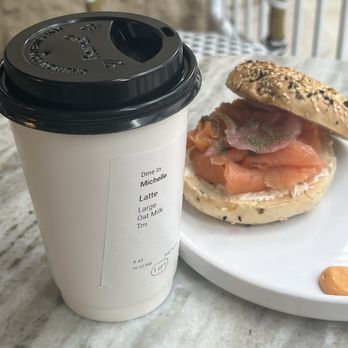 Lottie's Cafe - Toasted Marshmallow Oatmilk Latte & Lox Everything Bagel - Breakfast & Brunch Near Me - Charlotte, North Carolina