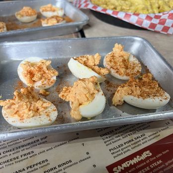 Backwoods Burger Bar - Pimento Cheese Deviled Eggs - American Near Me - Kingsport, Tennessee Backwoods Burger Bar - Pimento Cheese Deviled Eggs - American Near Me - Kingsport, Tennessee