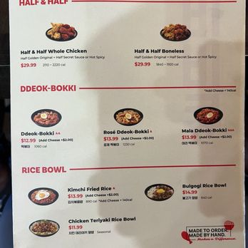 bb.q Chicken Brea - Menu 1 - Korean Near Me - Brea, California