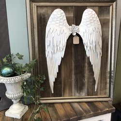 Gilbert Marketplace - Angel wings on reclaimed wood