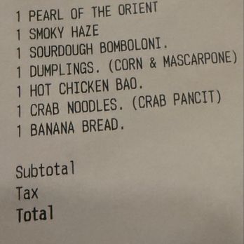 Kayu - Receipt - Cocktail Bars Near Me - Washington, DC, District of Columbia