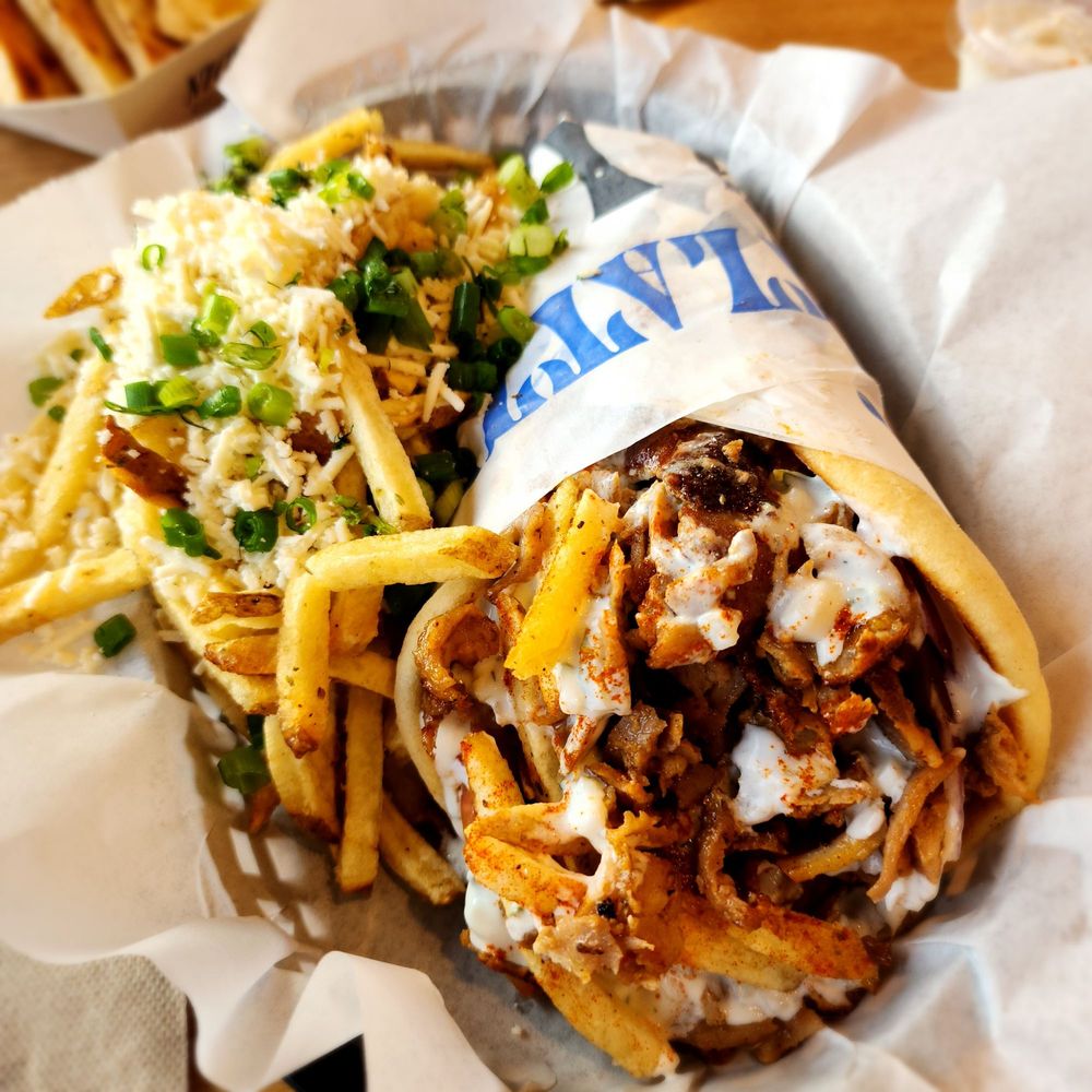 Nick The Greek - Double meat Porkbelly Gyro /w side of Greek fries. Deliciousness in abundance! - Greek Near Me - Riverbank, California Nick The Greek - Double meat Porkbelly Gyro /w side of Greek fries. Deliciousness in abundance! - Greek Near Me - Riverbank, California