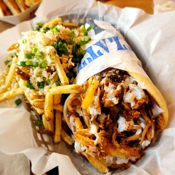 Nick The Greek - Double meat Porkbelly Gyro /w side of Greek fries. Deliciousness in abundance! - Greek Near Me - Riverbank, California Nick The Greek - Double meat Porkbelly Gyro /w side of Greek fries. Deliciousness in abundance! - Greek Near Me - Riverbank, California