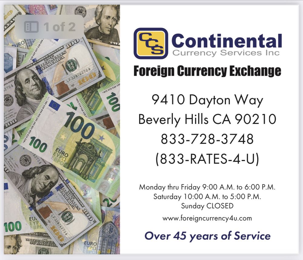 CONTINENTAL CURRENCY FOREIGN CURRENCY EXCHANGE ONLY 9410 Dayton Way