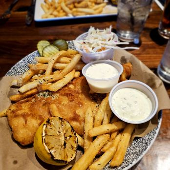 Eli's On the Hill - Fish and chips. Perfectly fine. (Don't ask for Parm truffle fries tho...) - American Near Me - Branford, Connecticut
