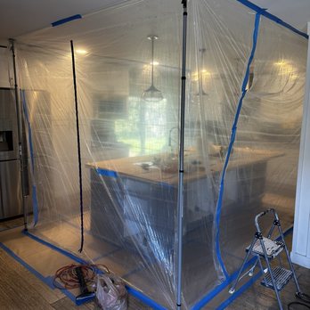 Painting Master OC - Example of how careful Vlad is to not make a mess. Sealed off the workspace. Very professional. - Painters Near Me Painting Master OC - Example of how careful Vlad is to not make a mess. Sealed off the workspace. Very professional. - Painters Near Me