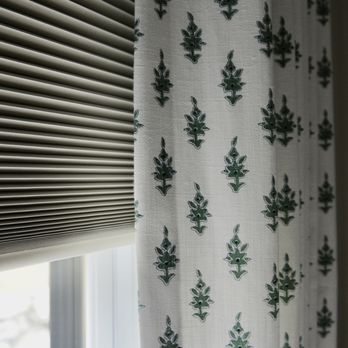 Gordon's Window Decor - EcoSmart Room-Darkening Cellular shade paired with drapery. - Shades & Blinds Near Me - Williston, Vermont