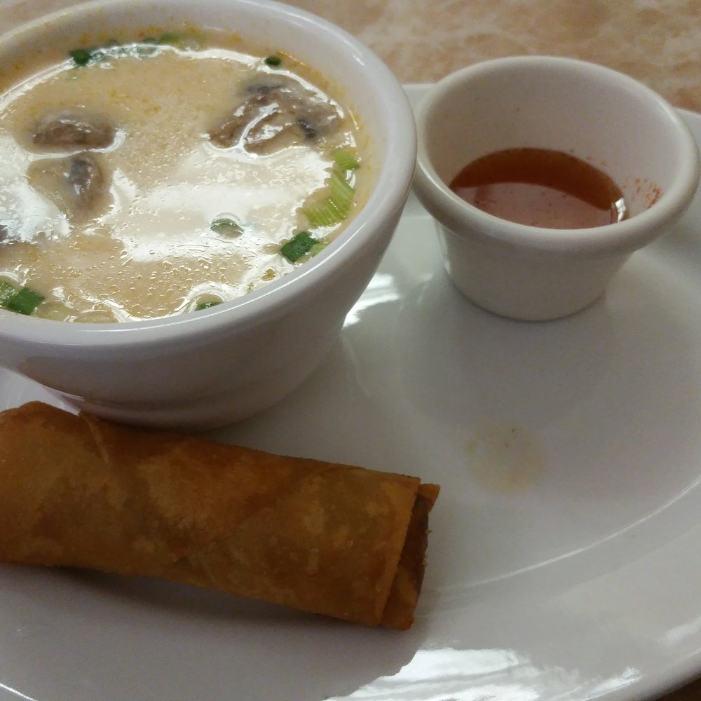 Thai Pepper - Tom ka soup and a spring roll - Pan Asian Near Me - Warner Robins, Georgia Thai Pepper - Tom ka soup and a spring roll - Pan Asian Near Me - Warner Robins, Georgia