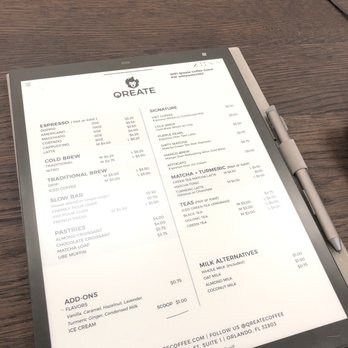 Qreate Coffee + Studio - Menu - Coffee & Tea Near Me - Orlando, Florida Qreate Coffee + Studio - Menu - Coffee & Tea Near Me - Orlando, Florida