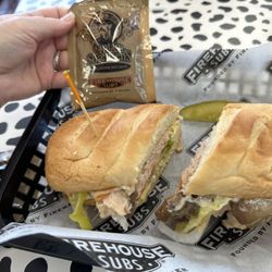 Firehouse Subs - Engineer sub with Capt. Sorensen bbq sauce.