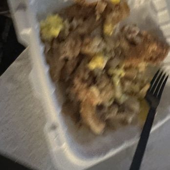 Gritz Cafe - Waffle, potatoes chkn & eggs. They forgot my chz - Soul Food Near Me - Las Vegas, Nevada