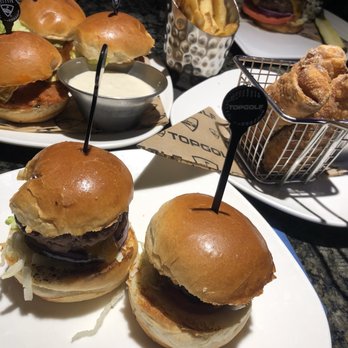 Topgolf - Cheddar Stuffed Sliders, Buffalo sliders & bacon Mac n cheese spring rolls! - New American Near Me - Orlando, Florida Topgolf - Cheddar Stuffed Sliders, Buffalo sliders & bacon Mac n cheese spring rolls! - New American Near Me - Orlando, Florida