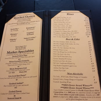 Taylor Shellfish Farms - Taylor Shellfish Menu as of Sept 2014 - Seafood Near Me - Seattle, Washington