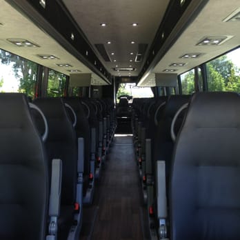 West Valley Trailways - 49 passenger motorcoach - leather seating, 3 point seatbelts, 110v power outlets at each seat. - Transportation Near Me - Campbell, California