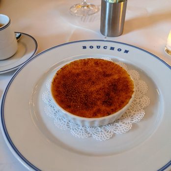 Bouchon - We had no room for dessert but they insisted ... Delicious creme brulee to finish off the evening ... - French Near Me - Las Vegas, Nevada