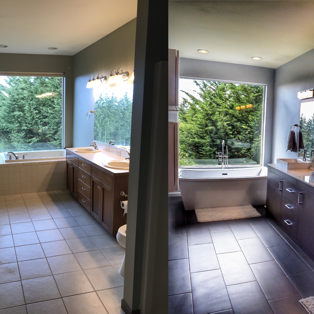 Finish Cuts Construction - a bathroom before and after remodeling - General Contractors Near Me Finish Cuts Construction - a bathroom before and after remodeling - General Contractors Near Me