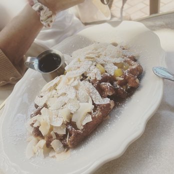 Café Intermezzo - Avalon - Belgian Waffles with mango and coconut - Coffee & Tea Near Me - Alpharetta, Georgia Café Intermezzo - Avalon - Belgian Waffles with mango and coconut - Coffee & Tea Near Me - Alpharetta, Georgia