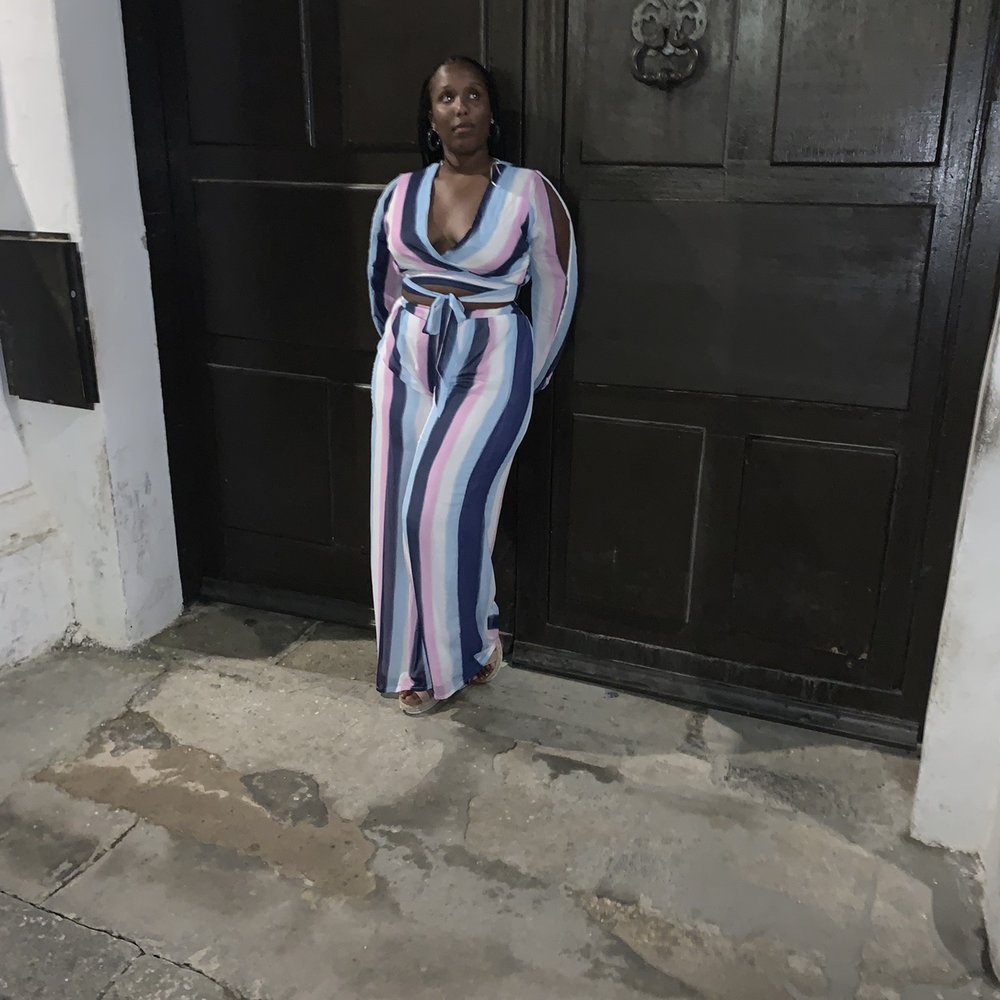 Gegi Couture - Navy blue stripe was added to give me more room in the pants. - Sewing & Alterations Near Me - McLean, Virginia