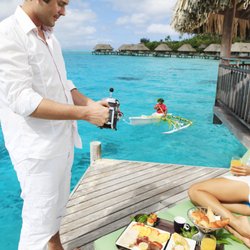 Tahiti Travel Mate - Sofitel Bora Bora Private Island: canoe delivered breakfast