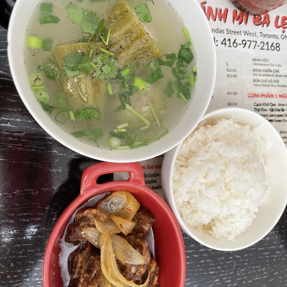 Banh Mi Ba Le - Bitter melon soup with cooked pork and rice - Vietnamese Near Me - Toronto, Ontario Banh Mi Ba Le - Bitter melon soup with cooked pork and rice - Vietnamese Near Me - Toronto, Ontario