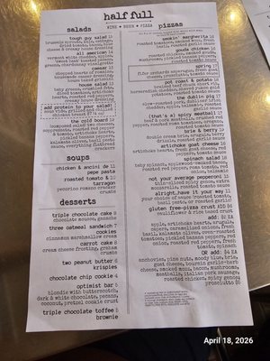 Menu photo 1 Half Full Lewes, DE