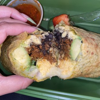 Urth Caffé-Pasadena - Huevos Rancheros Burrito** with spinach tortilla inside - Cafes Near Me - Pasadena, California