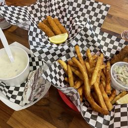 Lunch on a rainy day. Calamari, Clam Chowder, and Cod. Served hot and fresh. Lunch on a rainy day. Calamari, Clam Chowder, and Cod. Served hot and fresh.