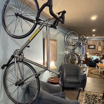 Velocity Bike & Bean - Bikes mounted inside on the wall - Cafes Near Me - Florence, Kentucky Velocity Bike & Bean - Bikes mounted inside on the wall - Cafes Near Me - Florence, Kentucky
