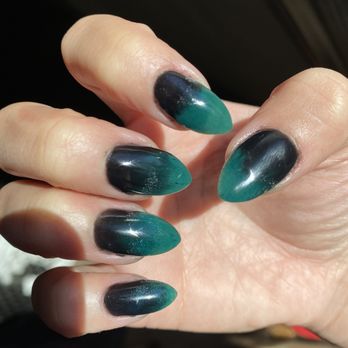 K3 Nails And Spa - White powder specs all over, hombre not smooth at all and green color is not completely filled in and has black specs in it. - Nail Salons Near Me - Milpitas, California K3 Nails And Spa - White powder specs all over, hombre not smooth at all and green color is not completely filled in and has black specs in it. - Nail Salons Near Me - Milpitas, California