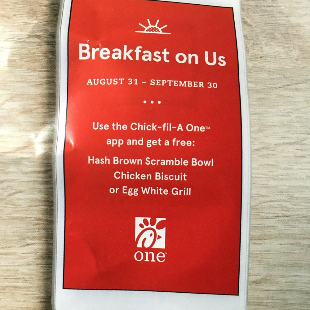 Chick-fil-A - FREE BREAKFAST IN SEPTEMBER! Just use the app! - Fast Food Near Me - Gambrills, Maryland Chick-fil-A - FREE BREAKFAST IN SEPTEMBER! Just use the app! - Fast Food Near Me - Gambrills, Maryland
