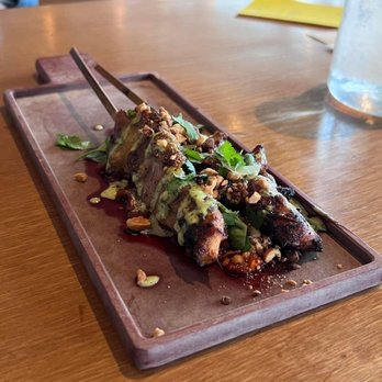 Cabra - Chicken Thigh Anticucho peanut chimmi, yuzu-cilantro - Peruvian Near Me - Chicago, Illinois Cabra - Chicken Thigh Anticucho peanut chimmi, yuzu-cilantro - Peruvian Near Me - Chicago, Illinois