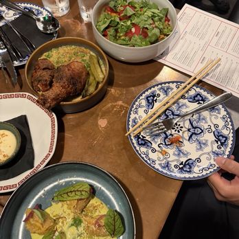 Lucky Danger - Pork & chive dumpling, Chicken fried chicken, Toy Box Tomato salad - Chinese Near Me - Washington, DC, District of Columbia