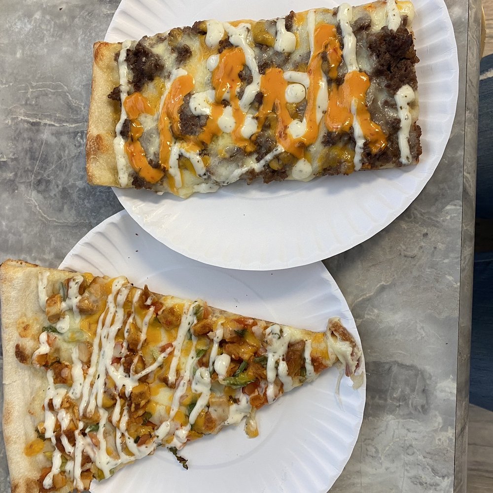 Specialty Pizzas- Chicken Fajita and Meat/Cheese slice Specialty Pizzas- Chicken Fajita and Meat/Cheese slice