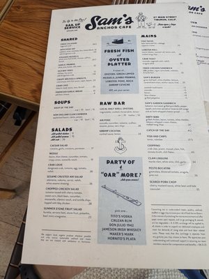 Menu photo 4 Sam's Anchor Cafe Tiburon, CA
