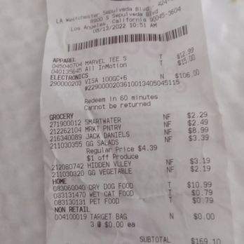 Target - Target at 8900 sepulveda in Los Angeles are thieves they won't answer the phone neither will Visa - Furniture Stores Near Me - Los Angeles, California