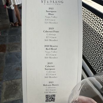 Sterling Vineyards - Tasting menu (June 2026) - Wineries Near Me - Calistoga, California Sterling Vineyards - Tasting menu (June 2026) - Wineries Near Me - Calistoga, California